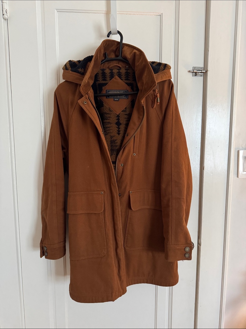 Pendleton Women's Hooded Field Coat in Caramel Brown with Corduroy Collar